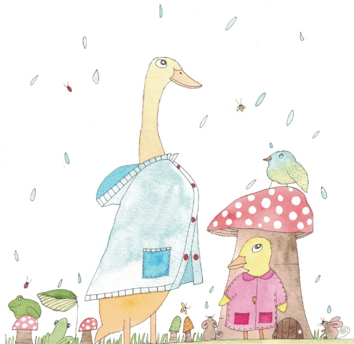 Greeting Card "Ducks in raincoats"