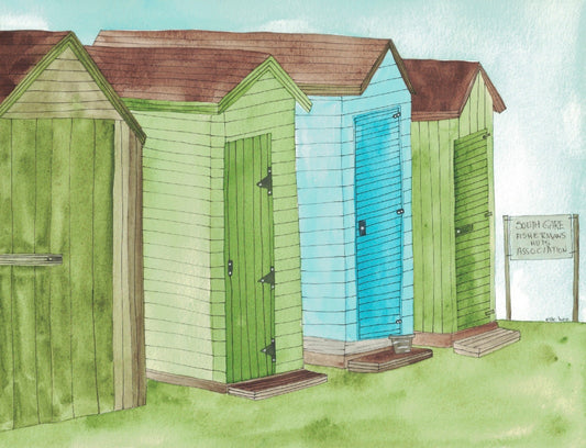 Greeting card "South Gare Fishermans huts"