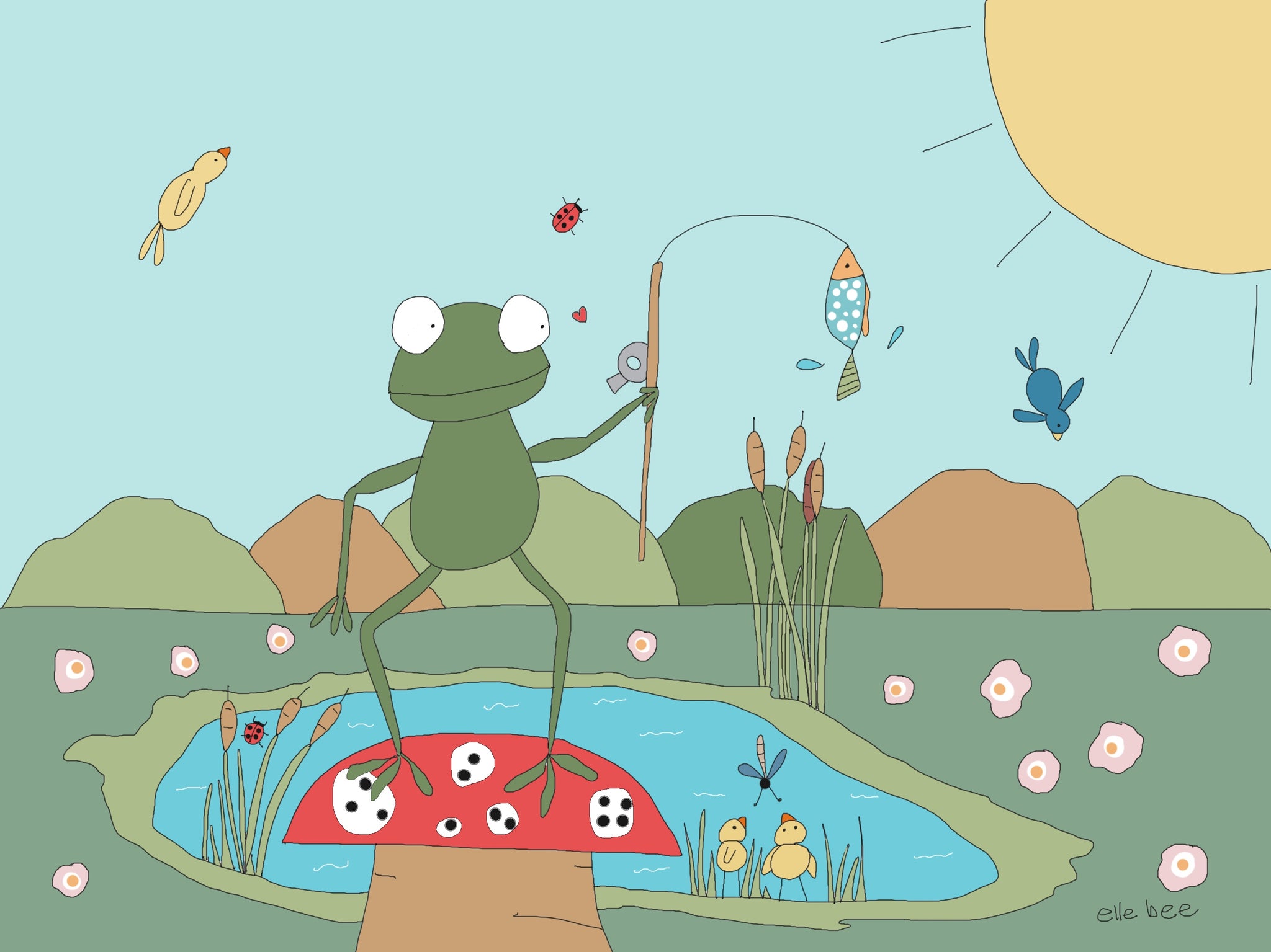 Greeting card "Frog on a Toadstool"