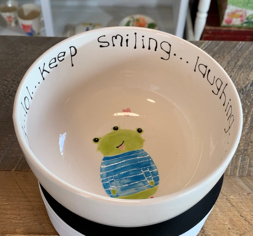 Cereal Bowl "Little green monster...keep smiling..."