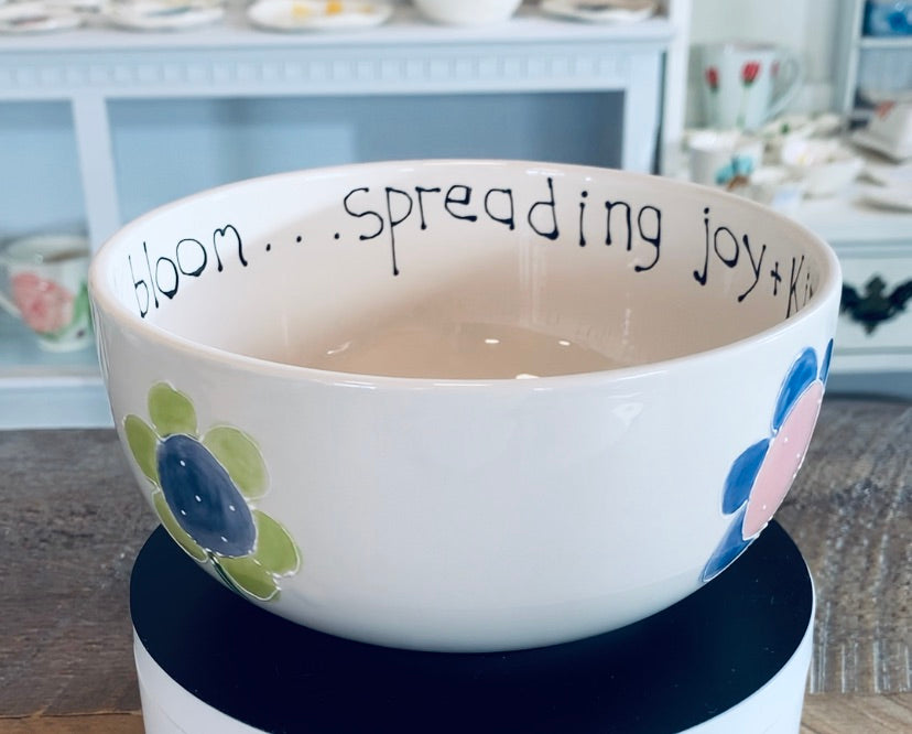 Cereal bowl "live life in full bloom..." snail / daisies