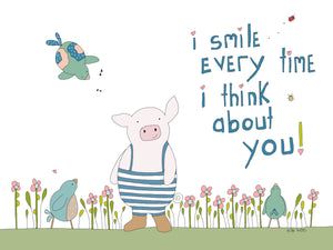 Greeting card "I smile every time I think about you"