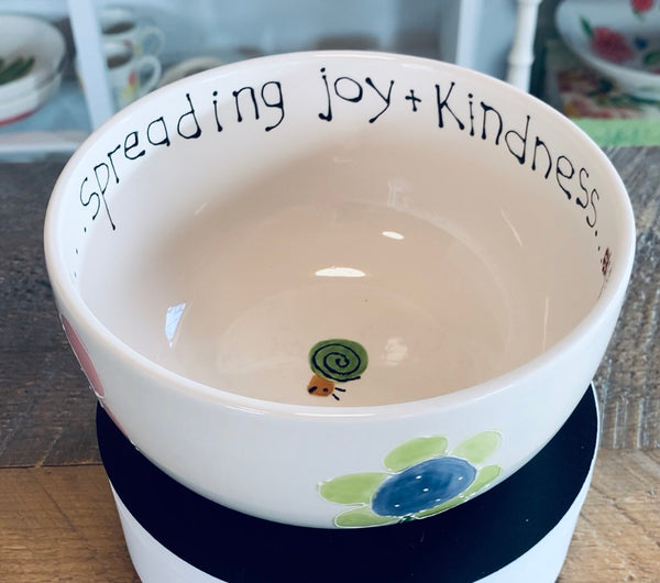Cereal bowl "live life in full bloom..." snail / daisies