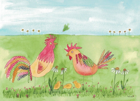 Greeting card "Sunflowers in the distance"