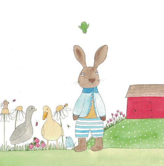 Greeting card "The Birds Love Little Brown Bunny"